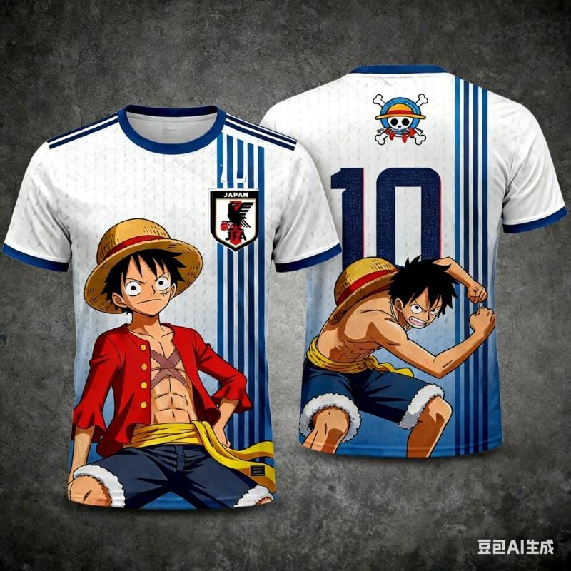 Summer Special Edition Luffy Football Jersey - Japanese Anime "One Piece" Quick-drying and Breathable Men's Sports T-shirt