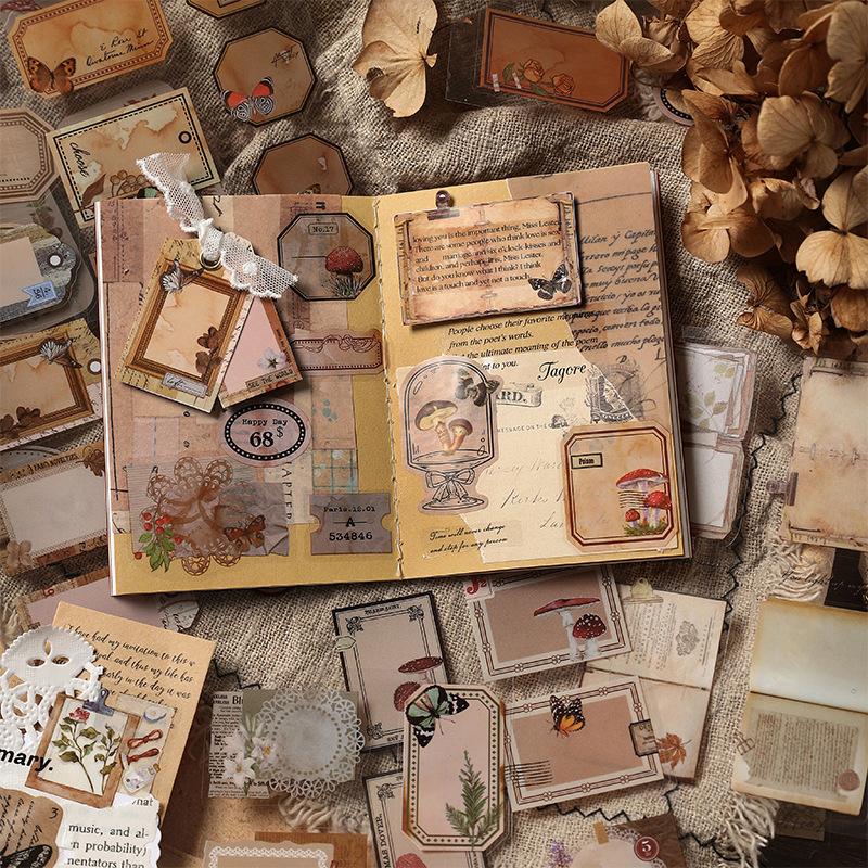 20 Sheets Sticker Book, Nature Theme Sticker Booklet, Vintage Deco Stickers, Scrapbooking Sticker, Bullet Journal Sticker