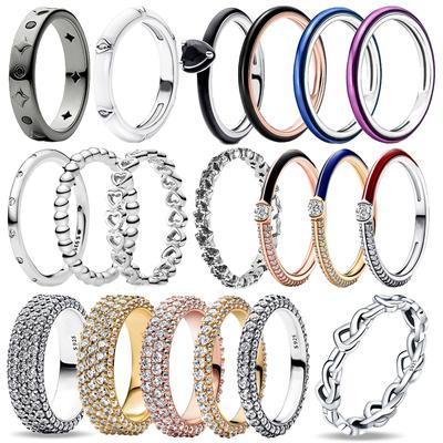 Mode 925 Sterling Zilver Schitterend Vol Zirkonium&Hartslot&Eenvoudige Kleur Ring Klassieke Dagelijkse Accessoires