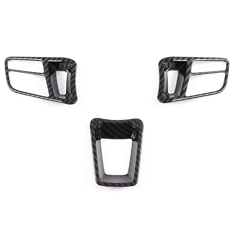 For Porsche Cayenne 2018- Car Accessories Console Steering Wheel Button Panel Frame Carbon Fiber Pattern Cover Trim Decals