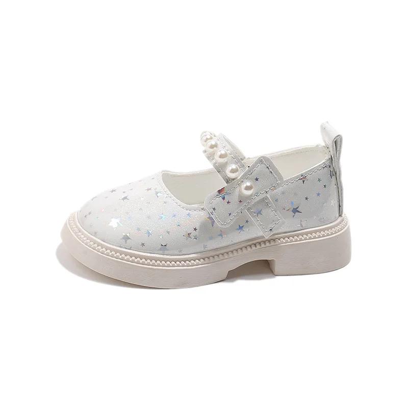 

Shoes NewGirls Leather Shoes for Party Wedding Kids Princess Rhinestones Shoes with Bow-knot Fashion Children 23