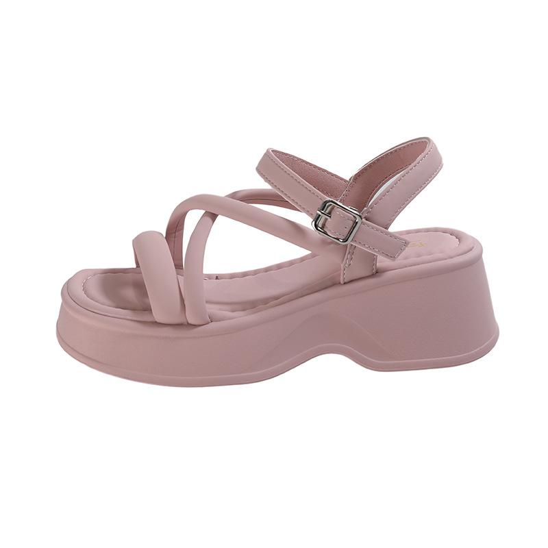 Platform Sandals Women's Summer New Small Muffin Heightening Cool Slippers Open-toed Beach Shoes with Skirt
