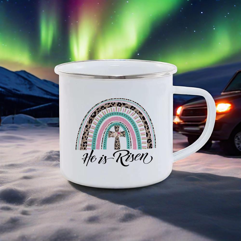 Rainbow Enamel Mug Colorful Beer Cups Breakfast Cup Happy Easter Mug Dwarf Themed Coffee Cup For BBQ Party Original Mugs Funny