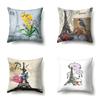 Polyester Pillow Cover Home Printed Pillow Cover Retro Tower European Building Cushion Cover Car Cushion Cover
