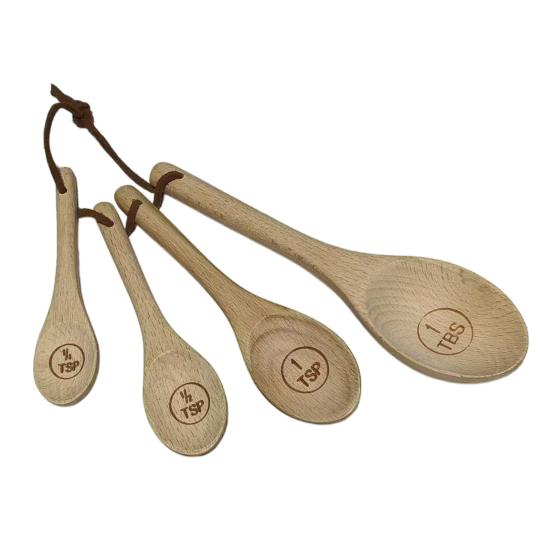 Wooden Measuring Cups And Spoons Set Coffee Bean Powder Measuring Spoon Nested Baking Tools for Accurate Cooking Rustic Kitchen Decor