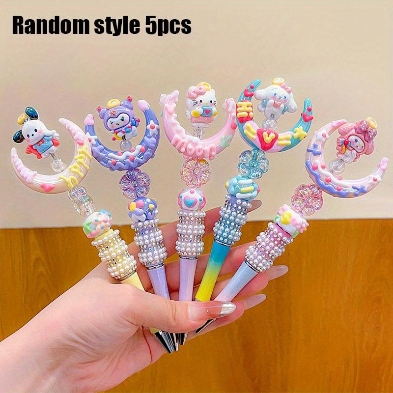 

5pcs HelloKitty Sanrio Series Crystal Sparkling Diamond Rotating Pen Student Cartoon Black Neutral Pen Learning Supplies Cinnamoroll Random style 5pcs