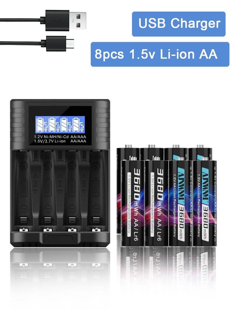 AJNWNM 1.5V AA Lithium-ion Rechargeable battery 3680mWh Battery AA 1.5V for Clock Toys Camera Rechargeable Battery AA 1.5V