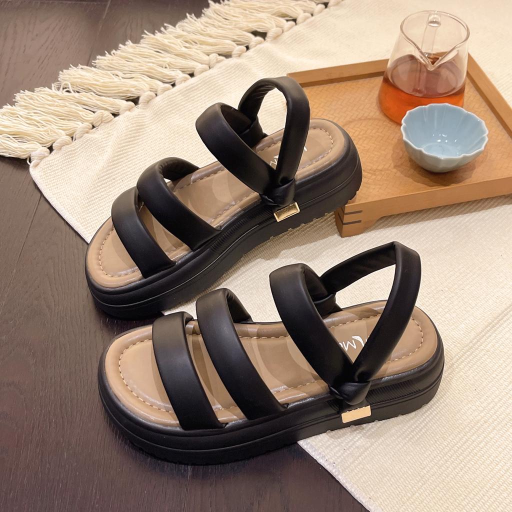 Flat-bottomed casual sandals for women's summer new lazy people with one pedal and thick soles, beach sandals for female students