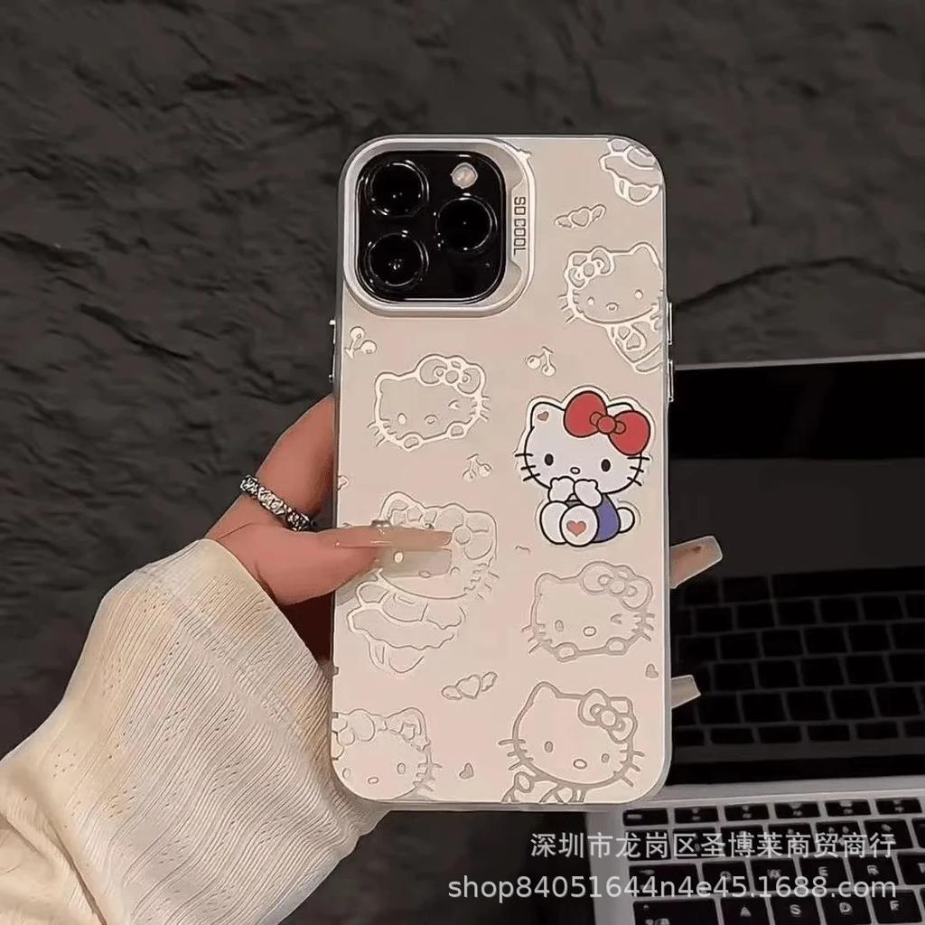 Cute kitty for apple 15 colored silver iPhone14Pro creative 11promax matte 16 protective case 17