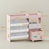Kids Toy Storage Unit with 11 Bins, Cabinet, Top Shelves, 3 Stickers, for Nursery, Playroom, Pink