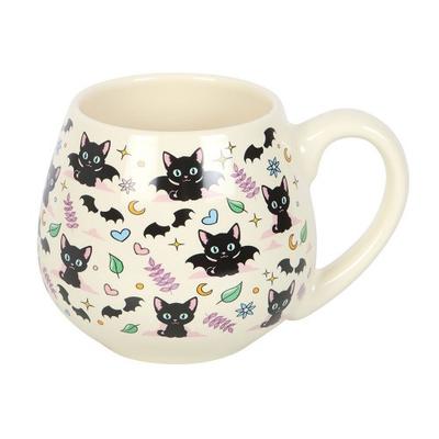 Niedliche und Gruselige Katze Runde Tasse