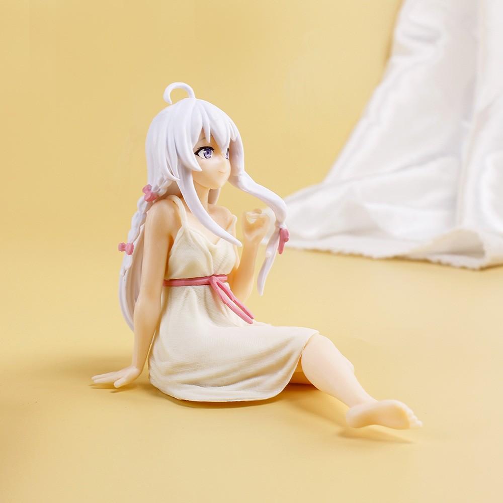 Latest Anime Wandering Witch: The Journey Elaina Figure PVC Pajama Sitting Posture Model Playthings Computer Central Control Pendant