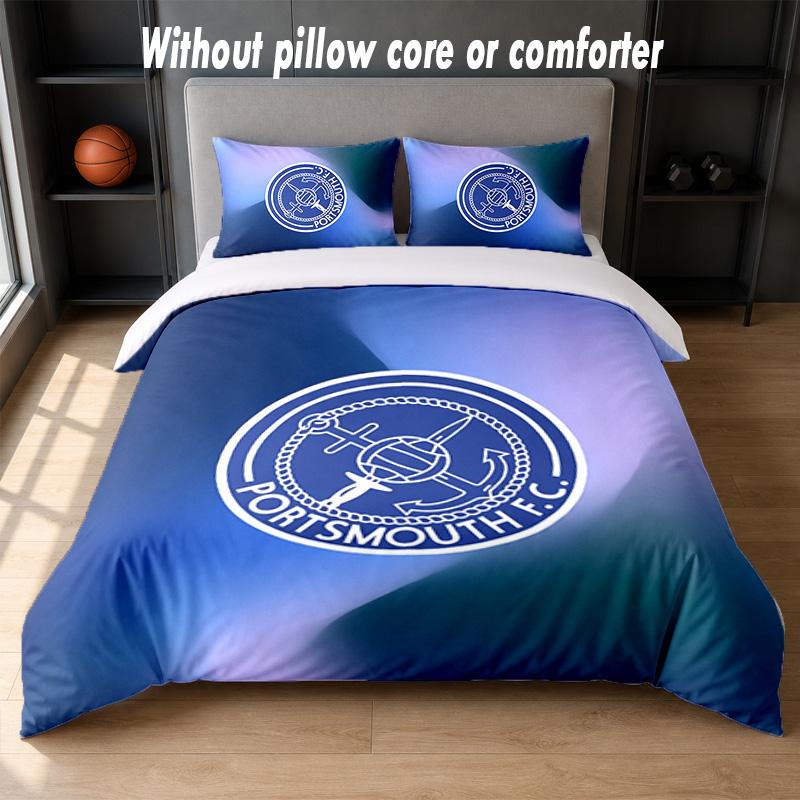 Juego de Ropa de Cama con Diseño del Portsmouth FC 1 Funda Nórdica + 2 Fundas de Almohada Suave Transpirable Ropa de Cama para el Hogar