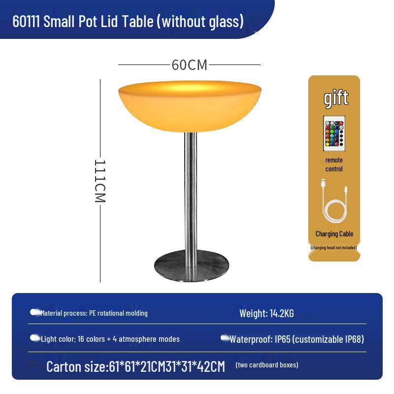 LED Luminous Clear Cocktail Table, High Bar Design for Couples and Outdoor Use