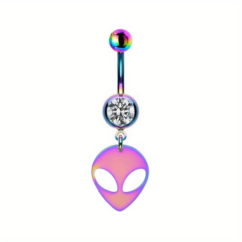 1pc Stainless Steel Gradient Blue Purple Animal Planet Navel Ring Alien Piercing Navel Ornament