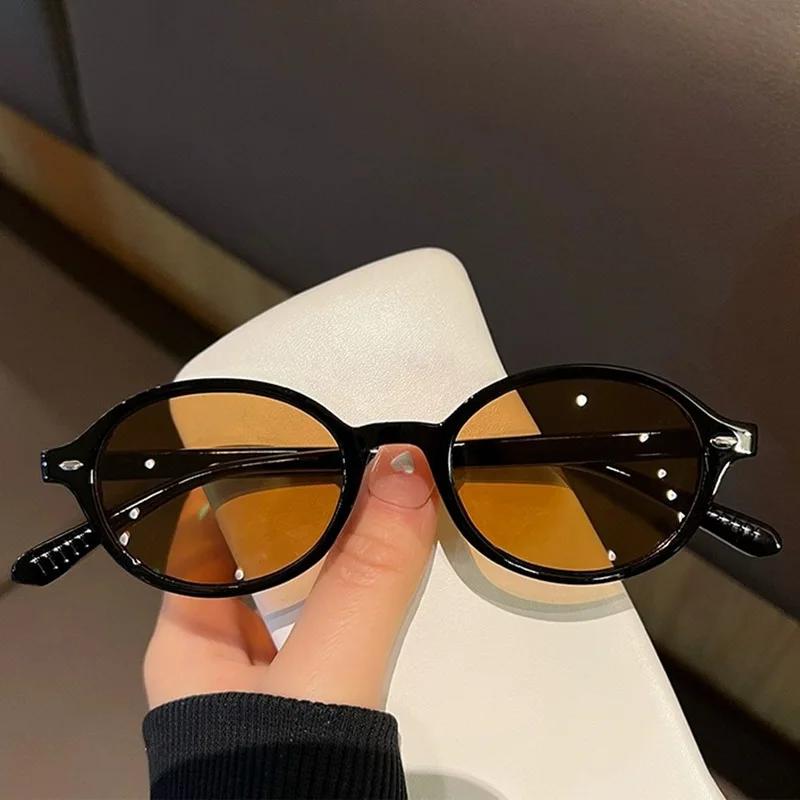 Fashion Ladies Vintage Small Oval Frame Sunglasses Anti-UV Retro Women Men Sun Shade Glasses Ins New Style Outdoor Travel Goggles