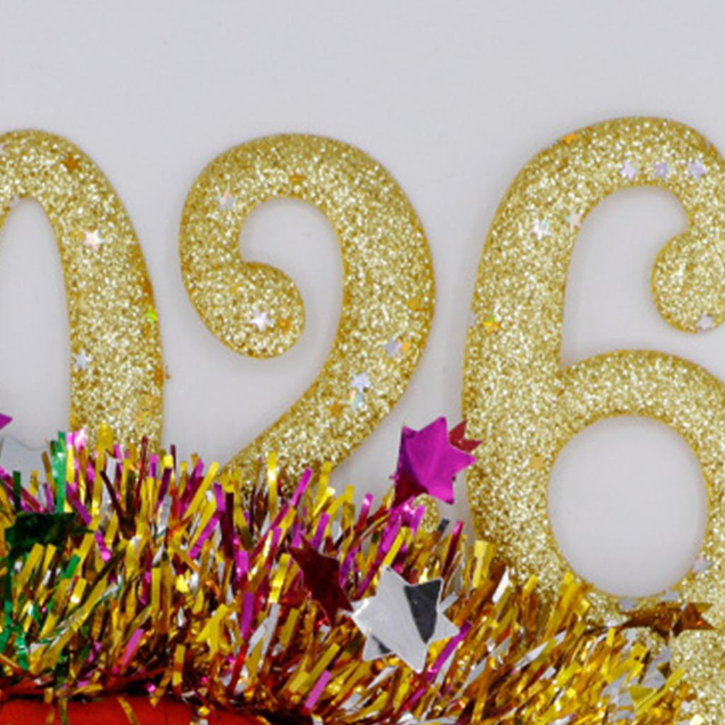 New Year 2026 Hairband Head Accessory Glitters Number Hairhoop Comfortable Party Headpiece for Festival Event Essential