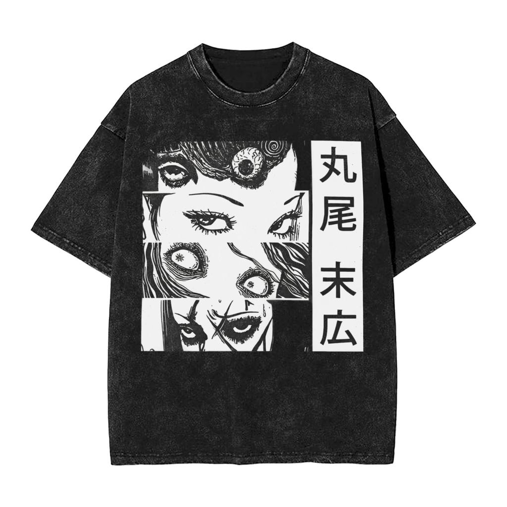 Tomie Manga Graphic Tshirt Vintage Washed Oversized T Shirt Summer Breathable Cotton Soft Short Sleeved Tees Men Women Clothing