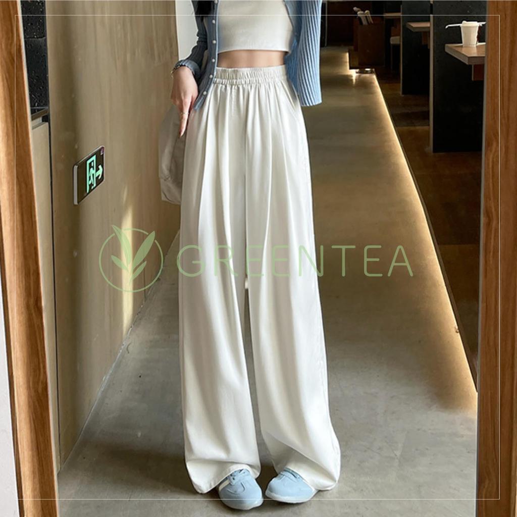 Zielona Herbata Denim Luźne i Jednolite Rozmiar L Damskie Spodnie Szerokiej Długości, Krój, Wygodne, Stylowe, Kolor, Czarny,