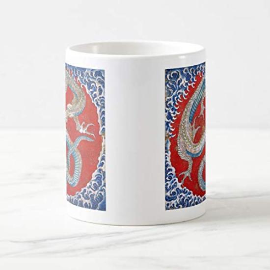 Katsushika Deckenmalerei vom Higashimachi Festwagen in Fototasse Hokusais "Drache" Obuse, Shinshu (Ukiyo-e-Serie) (ZU)