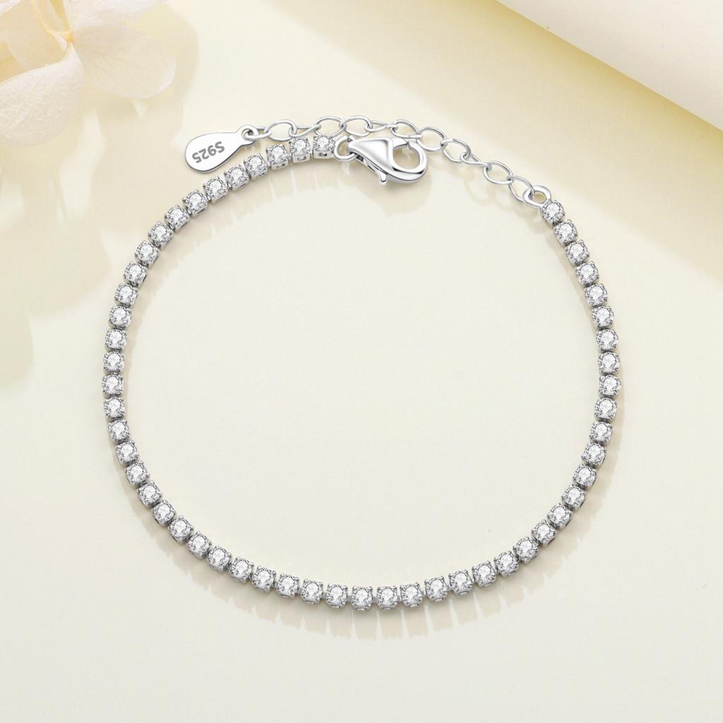 S925 Silver Bracelet Zircon Women Fashion Simple Engagement Wedding Charm Jewelry For Women Birthday