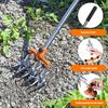 Manual Rotary Cultivator Tool Stainless Steel Teeth Adjustable Handle Garden Hand Tiller for Lawn