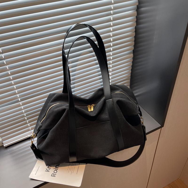 Yogodlns Oversized Canvas Fabric Shoulder Cross Body Bags For Women Solid Color Large Capacity Shopping Travelling Duffel Handbags