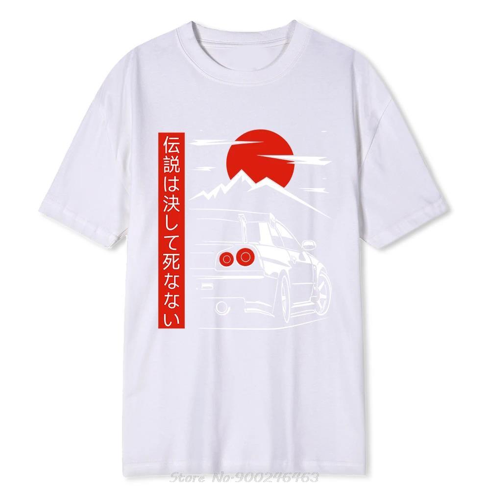 Japanese Style Car Funny Tshirt Men Design Tees Oversized Cotton Tshirt Loose Breathable T Shirt Fashion Oneck Streetwear