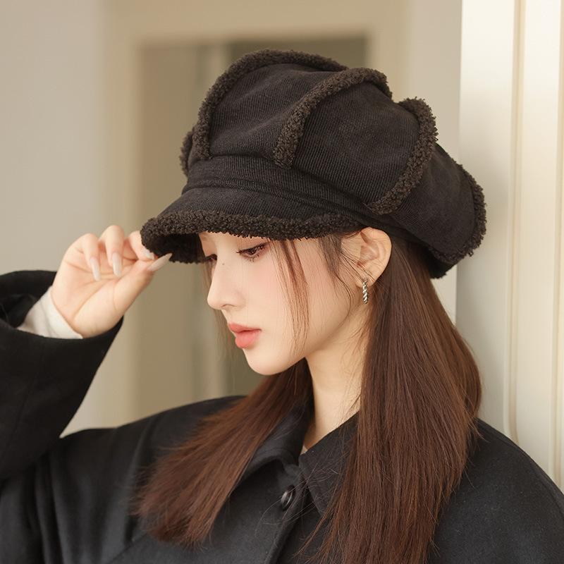 

Шляпа нового стиля для женщин с большим обхватом головы, подчеркивающая маленькое лицо, берет, повседневная и универсальная восьмиугольная шляпа, ретро кепка в корейском стиле One Size