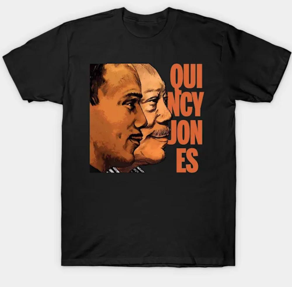 Quincy Jones Mens Unisex S-3XL Black Fan Art Unisex T-Shirt XXXL