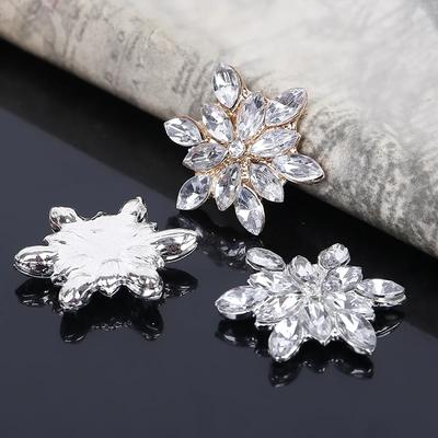 Engood 50Pcs Christmas Snowflake Crystal Rhinestone Button Embellishment DIY Hair Accessories Sewing Trim Embellishment Craft