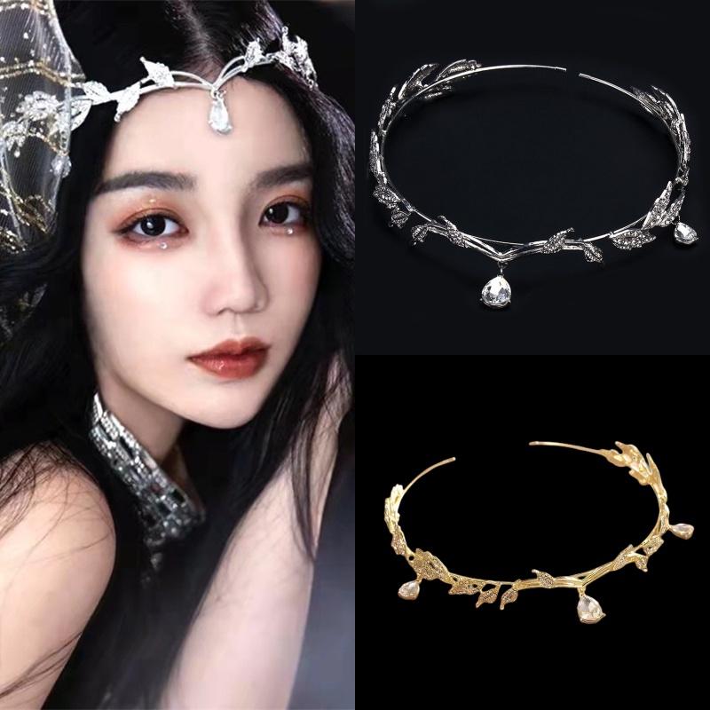 Elf Princess Crown Crystal Forehead Jewelry Headdress For Wedding Party