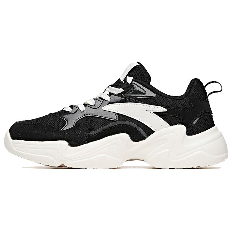 New Anta Anti Slip Wear Resistant Low Top Chunky Sneakers Women's Black White 122028887-3