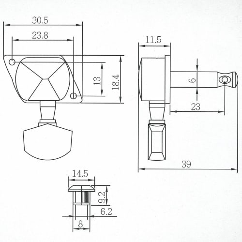 ARIA AT-145G Electric Guitar Tuner Set (See Dimensions for Details)