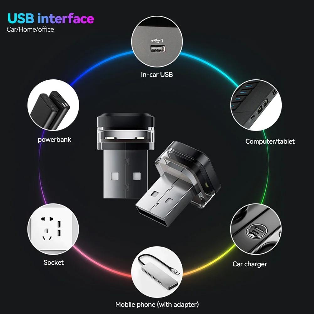 Mini USB Car Interior Ambient Atmosphere Light LED Signal Lights Auto Reading Lamp Decorations Night Lights Interior Accessories