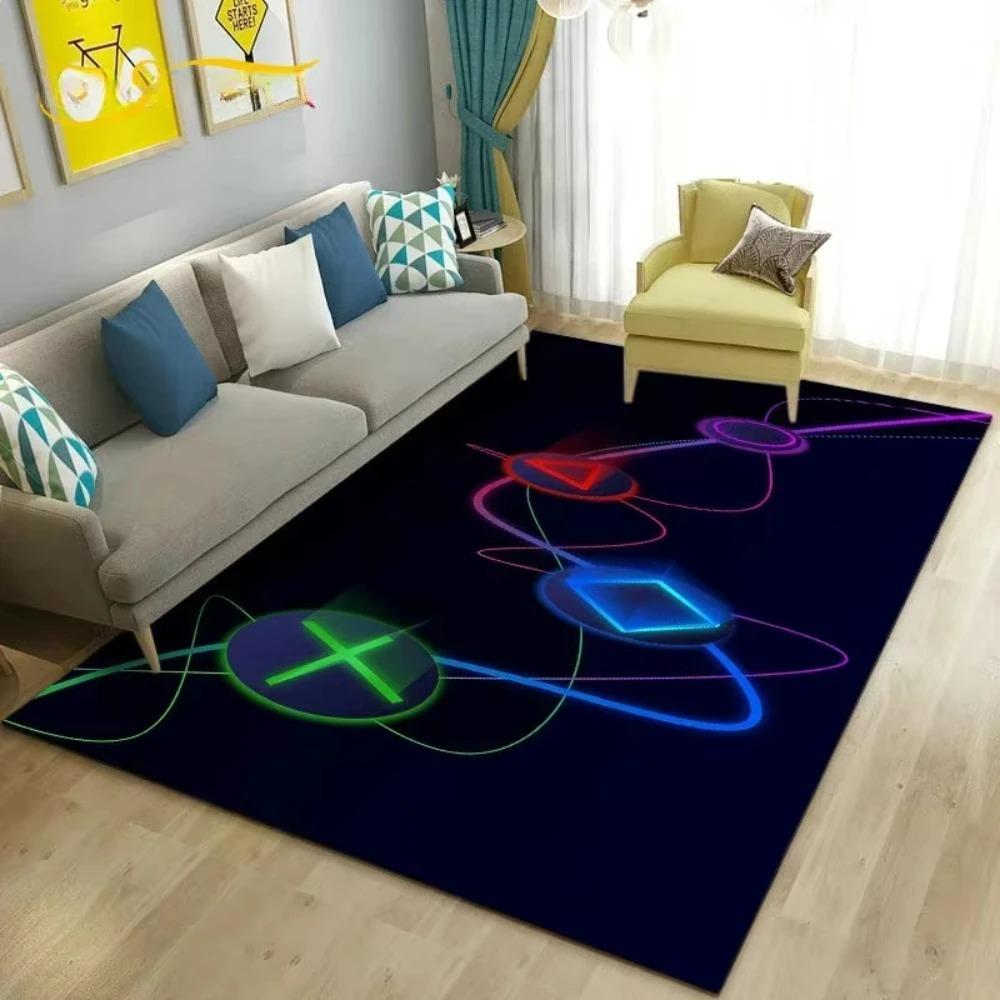 Fashion Color Gamepad Buttons Inspired Carpet Men's Cave Game Room Floor Mat Living Room Sofa Decor Rug Bedside Nonslip Rugs INS