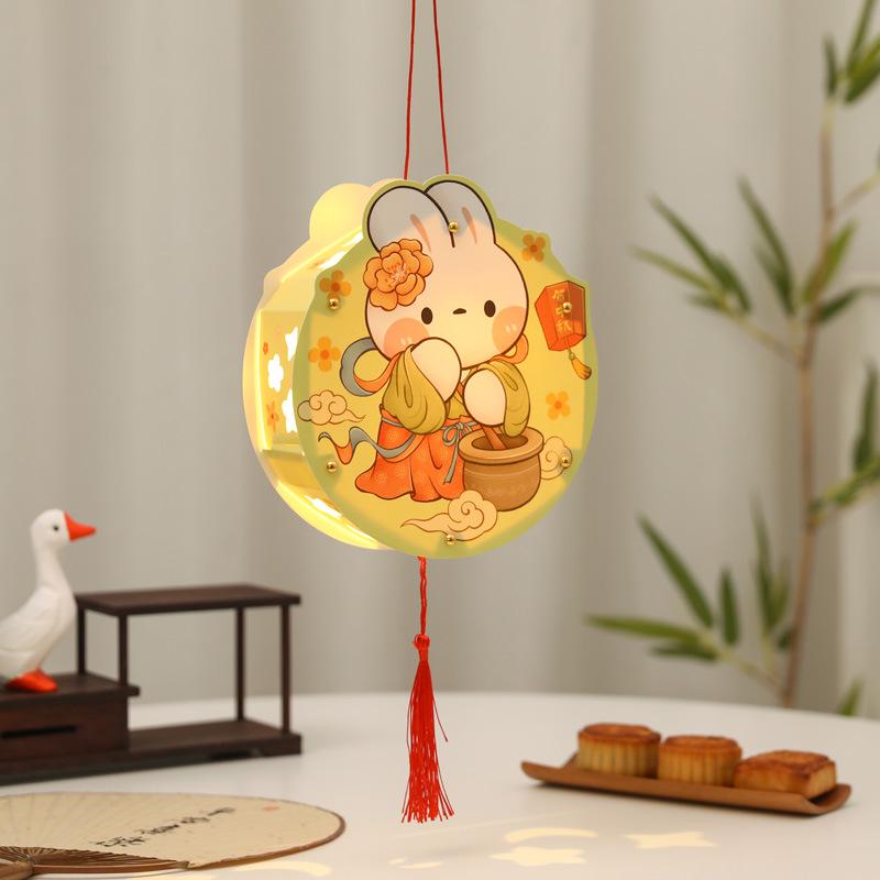 Children's DIY Luminous Rabbit & Flower Lantern Kit for Mid-Autumn Festival