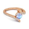 Moonstone Contemporary Pave Bypass Ring - 925 Sterling Silver Rose Gold Vermeil
