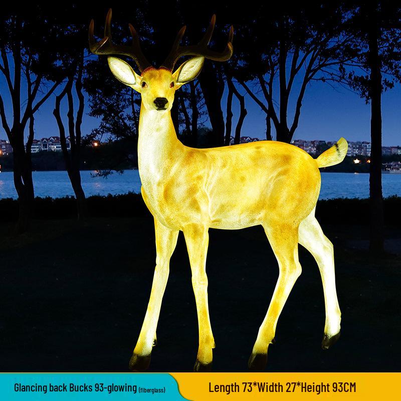 Luminous Fiberglass Sika Deer Sculpture for Garden Lawn Decoration