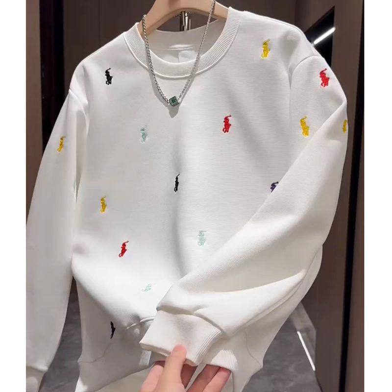 Autumn Arrival Men's High-End War Horse Embroidery Hoodie - Trendy, Versatile Round Neck Top