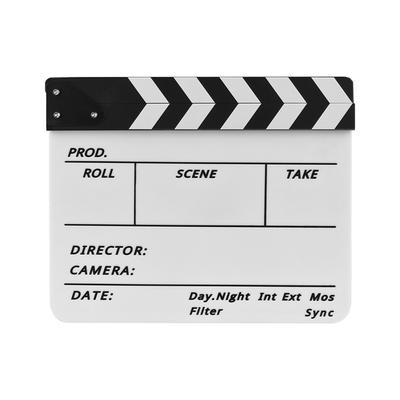 Trocken abwischbare Acrylklappe für Regisseure Film TV Schnitt Action Szene Klappe Schiefertafel mit Markerstift, Farbstock,
