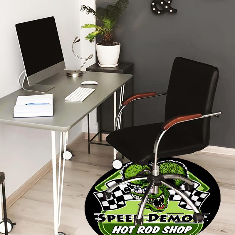 

1pc Speed Demon Hot Rod Shop Logo Round carpet, Made of Polyester,Perfect for Decorating Office Chairs, Living Rooms 80cm