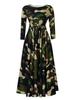 Women's 2024 Spring Lace-up Print African Plus Size Midi Dress