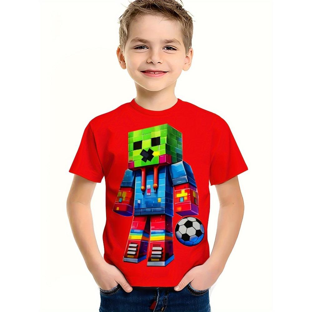 

Boys 3D Printed T-shirt - Casual Short Sleeved Summer Top, Breathable Round Neck Children s Sports Shirt 140