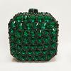 Green Rhinestone Evening Bag Pink/White Clear Gold Square Hard Metal Wedding Bridal Party Crystal Hanbag Minaudiere Purse