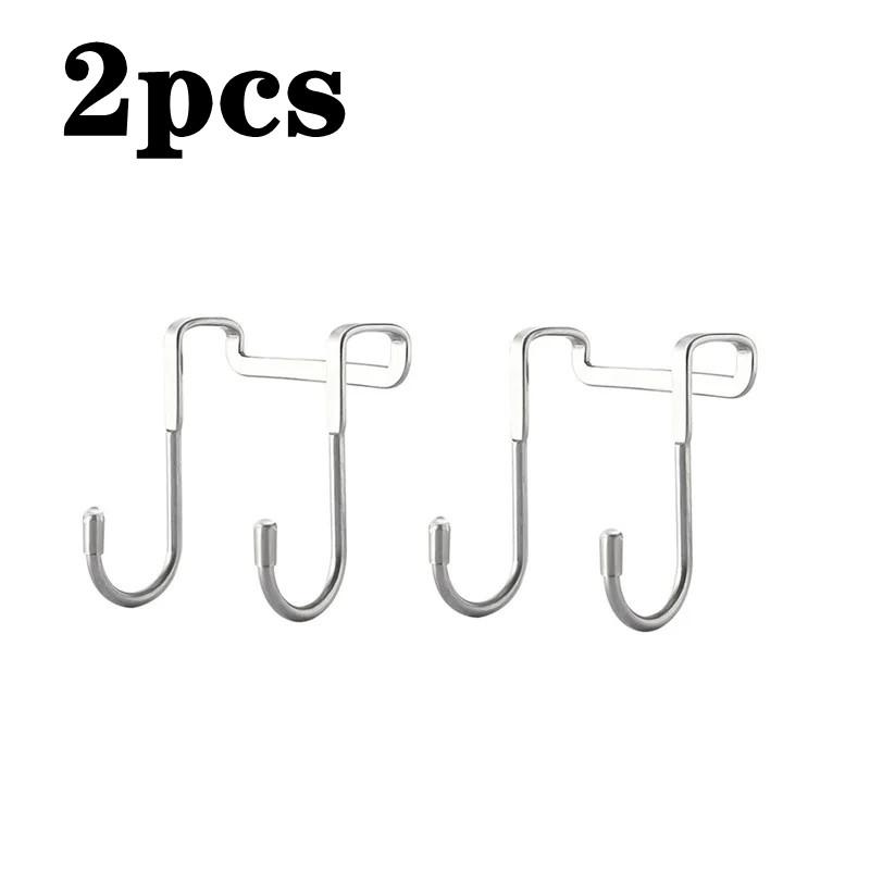 Stainless Steel S-Shape Hook Punch Free Door Back Type Hanging Hooks Cabinet Door Storage Coat Towel Handbag Key Hanger Holder