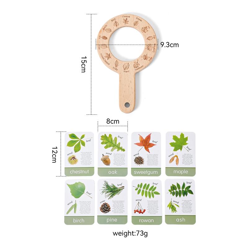

Wooden Montessori Magnifying Glass Baby Nature Adventure Toy Set Tree Leaves Learning Cognitive Educational Toys Boys Girl Gift