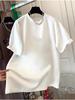 2026 Spring/Autumn Women's Loose Fit Thickened Pure Cotton Round Neck Short Sleeve Mid-Length T-Shirt
