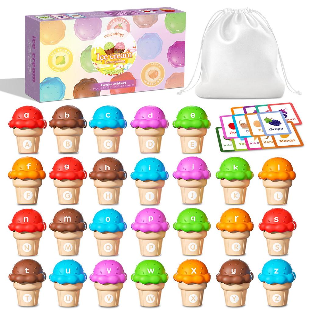Ice Cream Preschool Learning Activities Counting And Color Sorting Set Stacking Toys, Stacking Fine Motor Skills Toys