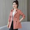 Korean Style Spring-Autumn Trench Coat for Petite Women - Waist-Defining, Mid-Length, Fashionable Draping Outerwear